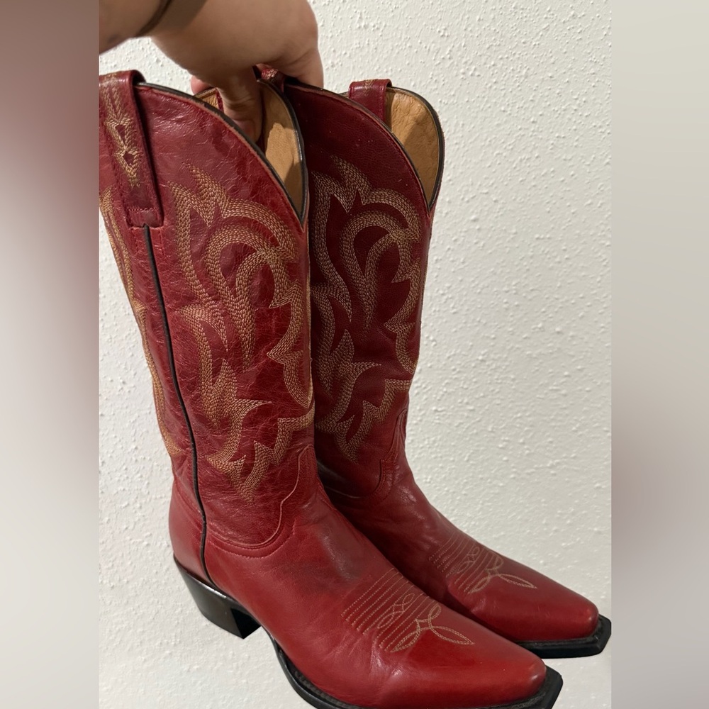 Shyanne Red Leather Heeled Boots